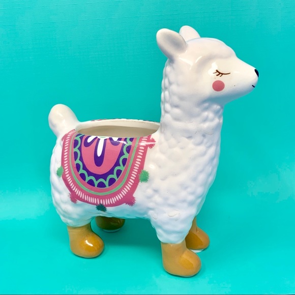 LAST ONE! Ceramic Llama Planter Flower Pot Mini - Picture 5 of 8